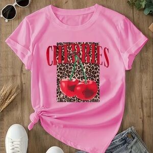 Pink Cherry Graphic Women's Top